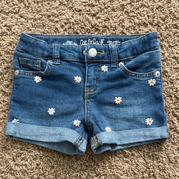 Cat & Jack Other - Cat & Jack Floral Embroidered Denim Shorts